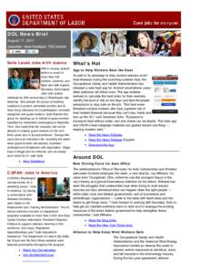 The DOL Newsletter - August 11, 2011: Williams Shifts into Gear; Heat Safety Goes Mobile; TAA Working For You