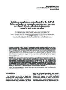 SCIENTIA MARINASeptember 2006, , Barcelona (Spain) ISSN: Gelatinous zooplankton net-collected in the Gulf of Maine and adjacent submarine canyons: new species,