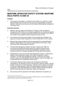 Maritime Operator Safety System: Maritime Rule Parts 19 and 44