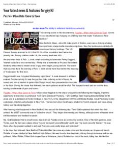 Puzzles: When Hate Came to Town - Out In Jersey:15 PM Your latest news & features for gay NJ Puzzles: When Hate Came to Town