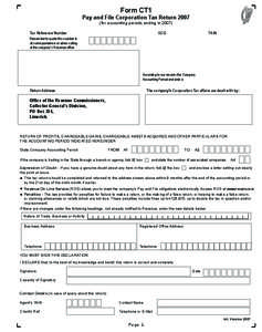 CT1 - Pay and File Corporation Tax return 2007