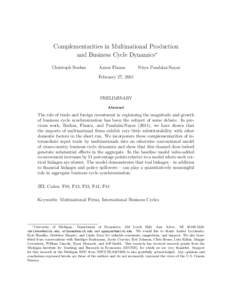 Complementarities in Multinational Production and Business Cycle Dynamics∗ Christoph Boehm Aaron Flaaen