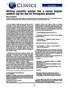 EDITORIAL  Writing scientific articles like a native English speaker: top ten tips for Portuguese speakers Mariel A. MarlowI,II I