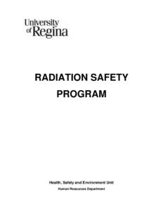 RADIATION SAFETY PROGRAM Health, Safety and Environment Unit Human Resources Department