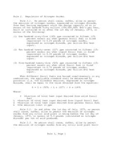 Rule 2.  Regulation of Nitrogen Oxides. Rule 2.1. No person shall cause, suffer, allow or permit the emission of nitrogen oxides, expressed as nitrogen dioxide,