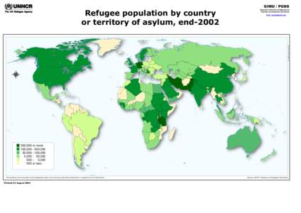 Email : [removed]  C23_ReftotAD_Ranges_A3LC.WOR Refugee population by country or territory of asylum, end-2002