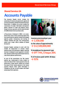 Government Services Group  Shared Services SA Accounts Payable The Accounts Payable service includes the