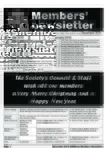 Official newsletter of the Australian Railway Historical Society (NSW Division) • Editor: Ross Verdich • Issue:  December 2015 Tue	 1	 Railway Resource Centre open Wed	2	 Members’ Meeting: Bill Phippen NSWGR &T Gal