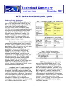 Technical Summary  December 2007 NCAC 2007-T-006