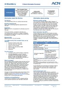 44 BlackBerry  44 BlackBerry Critical Information Summary