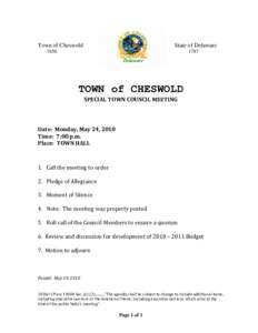 Town of Cheswold  State of Delaware 1856