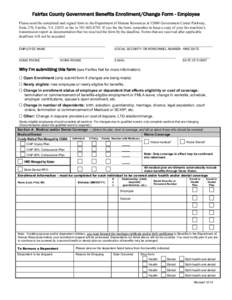 Fairfax County Benefits Enrollment/Change Form