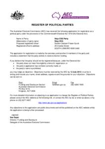 Elections in the United Kingdom / Elections in New Zealand / Australian Electoral Commission / Electoral Commission / Elections / Conservative Party of Australia / Cannabis political parties / Politics / Government / Elections in Australia