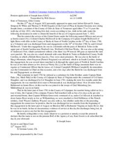 Southern Campaign American Revolution Pension Statements Pension application of Joseph Jones S2652 fn22NC Transcribed by Will Graves rev’d[removed]State of Tennessee, Giles County