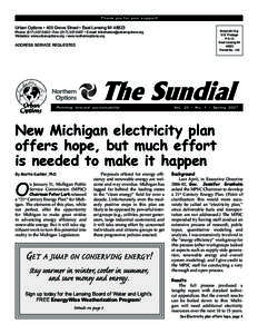 Thank you for your support!  Spring 2007 • The Sundial • 1 Urban Options • 405 Grove Street • East Lansing MI 48823