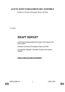 ACP-EU JOINT PARLIAMENTARY ASSEMBLY Committee on Economic Development, Finance and Trade[removed]DRAFT REPORT