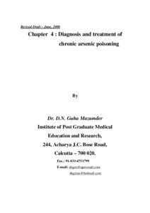 Revised Draft – June, 2000  Chapter 4 : Diagnosis and treatment of chronic arsenic poisoning  By