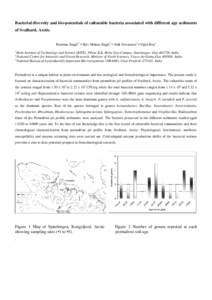 Bacterial diversity and bio-potentials of culturable bacteria associated with different age sediments of Svalbard, Arctic Purnima Singh1* • Shiv Mohan Singh2 • Alok Srivastava3 • Utpal Roy1 1  Birla Institute of Te