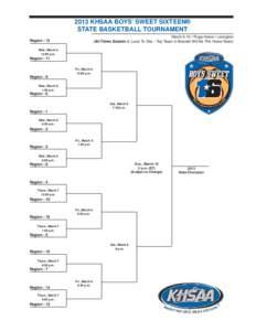 2013 KHSAA BOYS’ SWEET SIXTEEN® STATE BASKETBALL TOURNAMENT March 6-10 • Rupp Arena • Lexington (All-Times Eastern & Local To Site – Top Team In Bracket Will Be The Home Team)  Region - 12