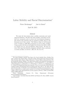 Labor Mobility and Racial Discrimination∗ Pierre Deschamps† José de Sousa‡  April 30, 2015