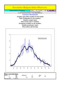 Newsletter Belgian Solar Observers Results and news for solar observers Volume 13 Number Franky Dubois Poelkapellestraat 39 langemark 8920