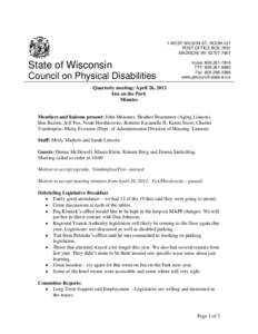 1 WEST WILSON ST, ROOM 437 POST OFFICE BOX 7851 MADISON, WI[removed]State of Wisconsin Council on Physical Disabilities