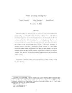 News Trading and Speed∗ Thierry Foucault† Johan Hombert‡  Ioanid Ro¸su§