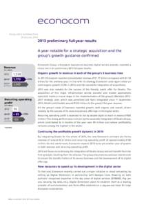 REGULATED INFORMATION 28 January[removed]preliminary full-year results A year notable for a strategic acquisition and the group’s growth guidance confirmed