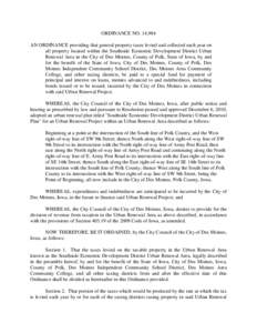 ORDINANCE NO. 14,984 AN ORDINANCE providing that general property taxes levied and collected each year on all property located within the Southside Economic Development District Urban Renewal Area in the City of Des Moin