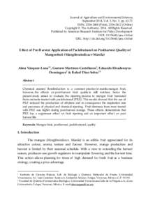 Journal of Agriculture and Environmental Sciences September 2014, Vol. 3, No. 3, ppISSN: Print), Online) Copyright © The Author(sAll Rights Reserved. Published by American Research