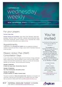 3 SEPTEMBERwednesday weekly NEWS, INFORMATION, EVENTS for the Anglican Church Southern Queensland community