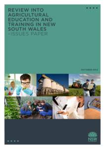 REVIEW INTO AGRICULTURAL EDUCATION AND TRAINING IN NEW SOUTH WALES –ISSUES PAPER