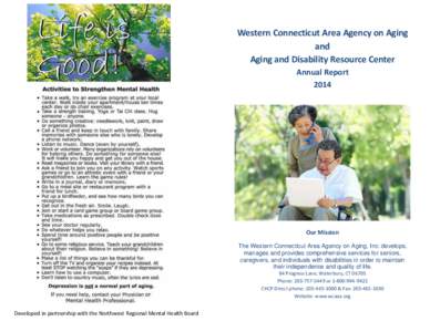 Western Connecticut Area Agency on Aging and Aging and Disability Resource Center Annual Report 2014