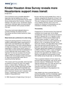 Kinder Houston Area Survey reveals more Houstonians support mass transit