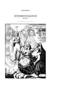 Jacob Boehme  MYSTERIUM MAGNUM part one Free electronic text edition