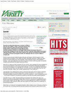 Variety Reviews - Zenith - Film Reviews - New U.S. Release - Review by Joe Leydon