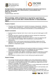 R2B_Knowledge skills behaviour of supervisors_Draft_Johnston_111013