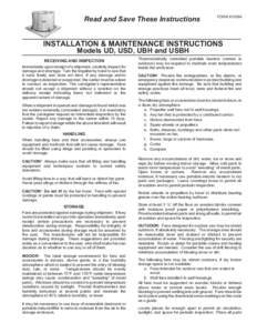 Read and Save These Instructions  FORM[removed]INSTALLATION & MAINTENANCE INSTRUCTIONS Models UD, USD, UBH and USBH