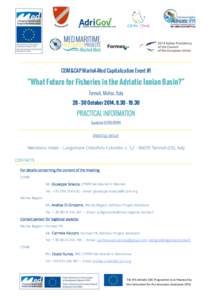 COM&CAP MarInA-Med Capitalization Event #1  “What Future for Fisheries in the Adriatic Ionian Basin?” Termoli, Molise, Italy 28 – 30 October 2014, [removed]