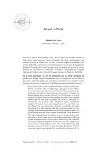 BECKETT VS. PINTER      Brigitte GAUTHIER  Université Jean Moulin – Lyon 3   