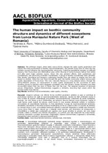 AACL BIOFLUX Aquaculture, Aquarium, Conservation & Legislation International Journal of the Bioflux Society The human impact on benthic community structure and dynamics of different ecosystems