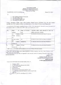 Government of India Ministry of Communications & IT Department of Telecommunications No.l6[removed]AS-I[/Vol.llt  4ot7