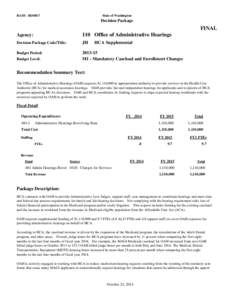 BASS - BDS017  State of Washington Decision Package