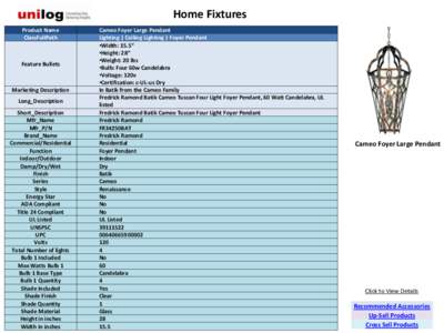 Home Fixtures Product Name ClassFullPath Feature Bullets