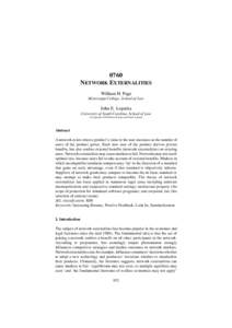 0760 NETWORK EXTERNALITIES William H. Page Mississippi College, School of Law  John E. Lopatka