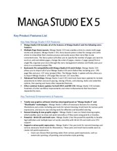 Key Product Features List Key New Manga Studio 5 EX Features    