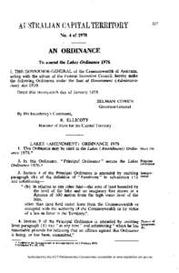 No. 4 of[removed]AN ORDINANCE To amend the Lakes Ordinance 1976 I, T H E G O V E R N O R - G E N E R A L of the Commonwealth of Australia, acting with the advice of the Federal Executive Council, hereby make