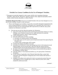 Fumigation Licence Conditions