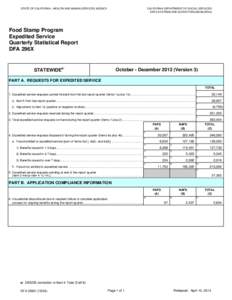 CALIFORNIA DEPARTMENT OF SOCIAL SERVICES DATA SYSTEMS AND SURVEY DESIGN BUREAU STATE OF CALIFORNIA - HEALTH AND HUMAN SERVICES AGENCY  Food Stamp Program