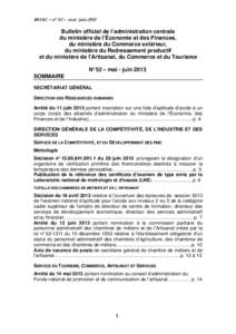 BOAC – n° 52 – mai- juin[removed]Bulletin officiel de l’administration centrale du ministère de l’Économie et des Finances, du ministère du Commerce extérieur, du ministère du Redressement productif